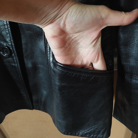 Jones New York Button Front Black Leather Jacket - Medium - Picture 8 of 8